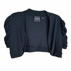 Confess Black Cropped Cardigan with Puff Sleeves – Size Large